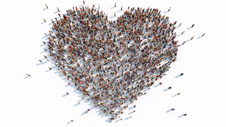 People forming a heart