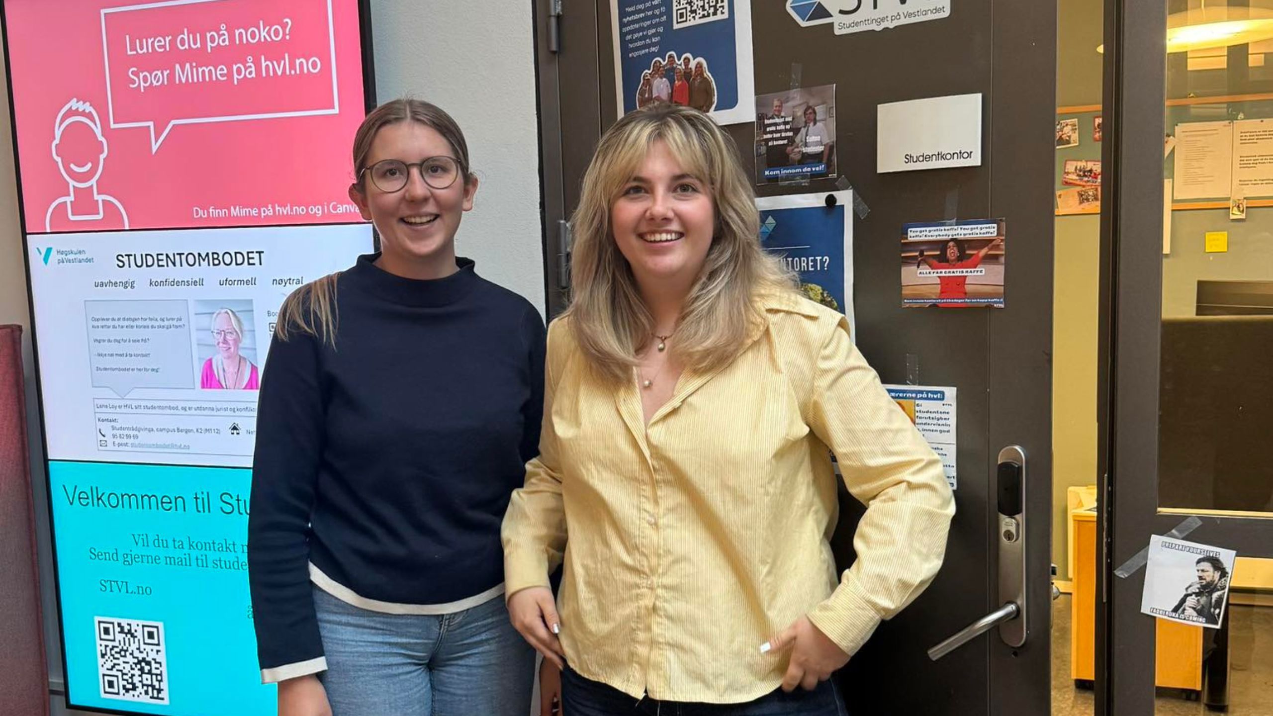 Tillitsvalgte Johanne og Amanda på campus Haugesund