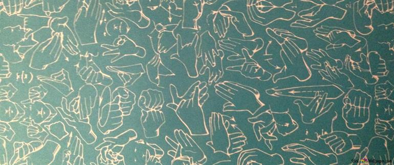 Drawings of hands forming sign language