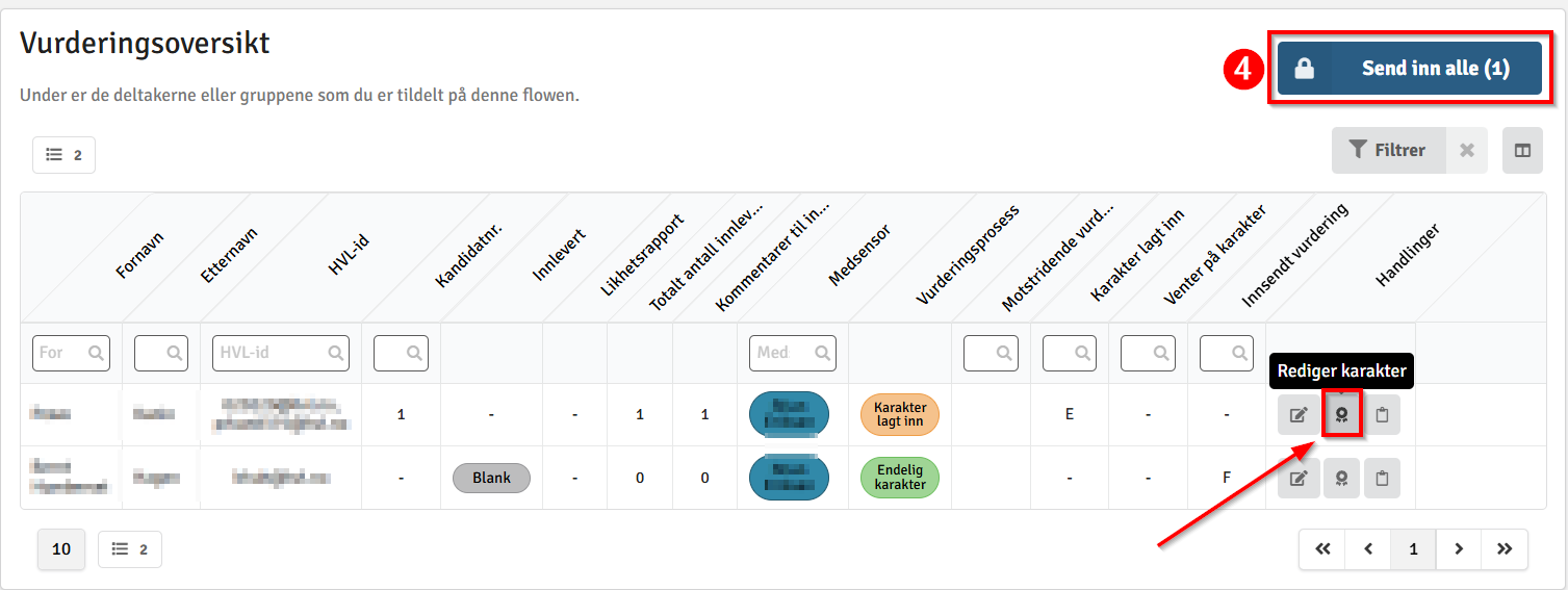 Informasjon om kor ein registrerer sensur i WISEflow