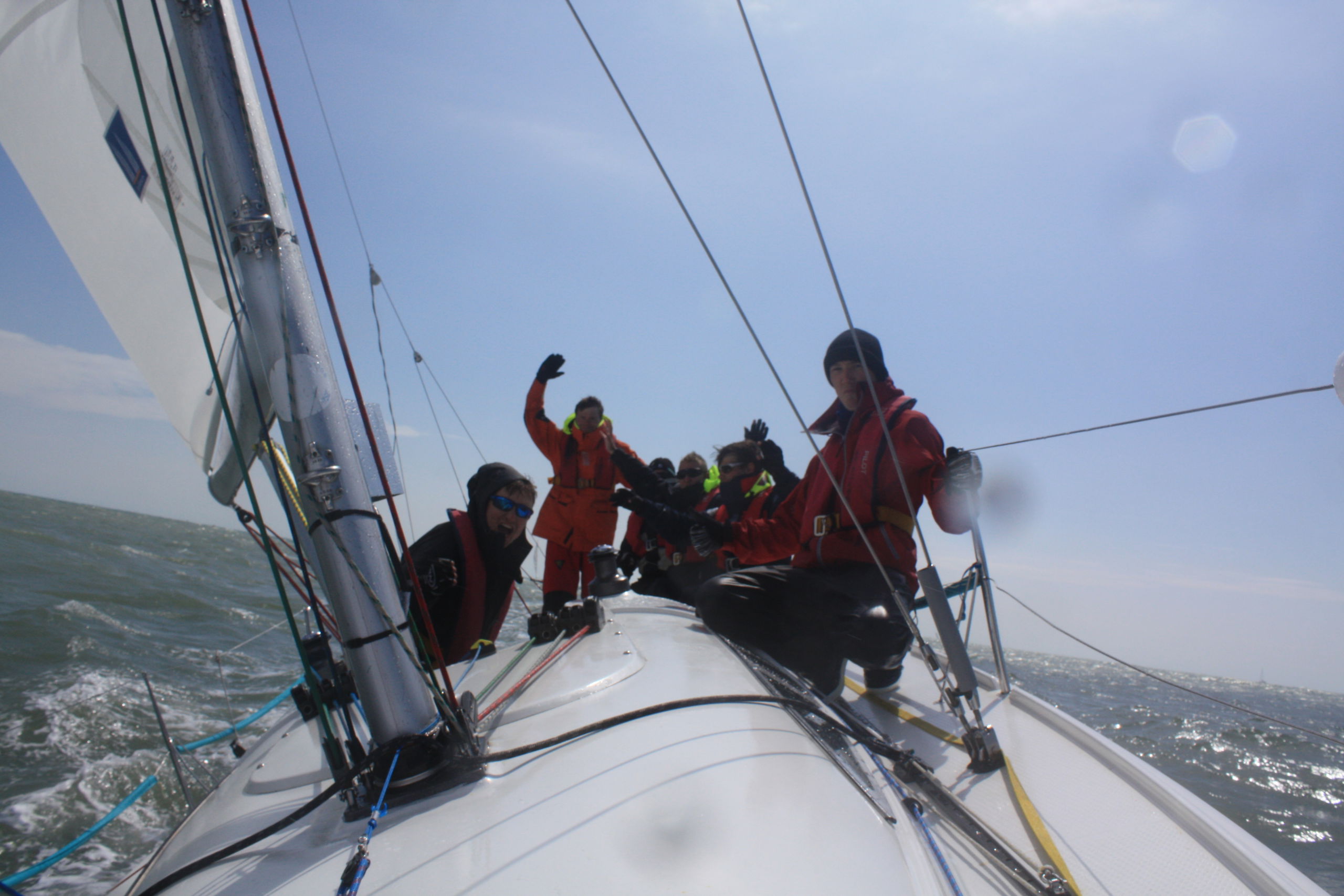 Students on a sailboat